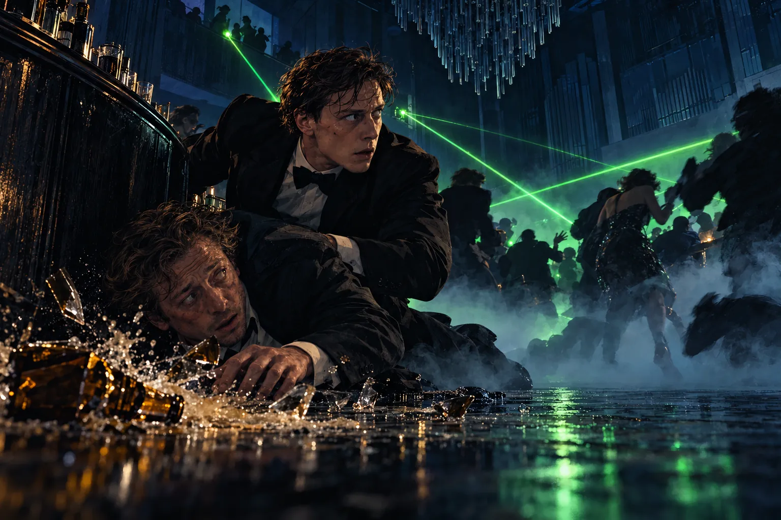 Holocène, Reykjavik : Bond et Leiter à terre sous les lasers verts