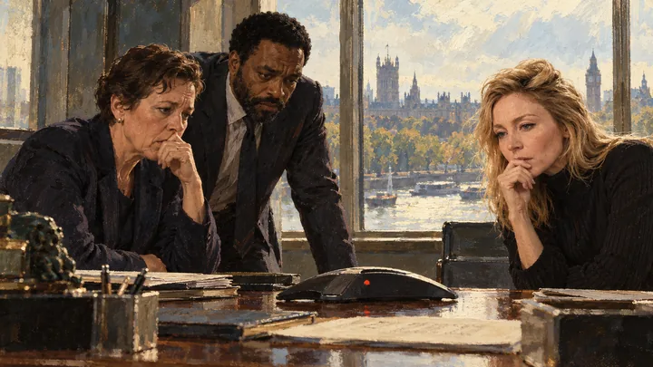 Illustration peinte : MI6 · BUREAU DE M · JOUR.